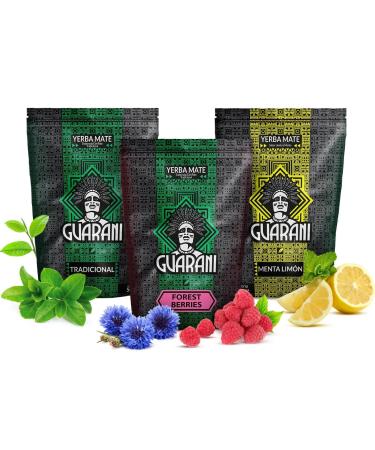 Yerba mate set Guarani 3x500g - Classique citron fruits des bois | Yerba mate du Paraguay | Caf ine naturelle