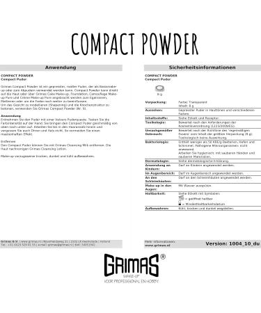 Grimas Compact Powder 8g - Light Brown (Color 08) | Pressed Matte Makeup - Gluten-Free Ideal for Shaping & Modeling - Buy Online on GoSupps.com