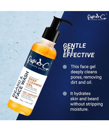 PAPI & CO. - Men's Beard & Face Wash - Deep Cleansing Gel Facial Cleanser - Hydrating Purifying Exfoliating Beard Wash - Moisturizing Conditioner for Itching Relief - Sulfate & Paraben- Free - 4.2 oz 4.2 Ounce (Pack of 1) - Buy Online on GoSupps.com
