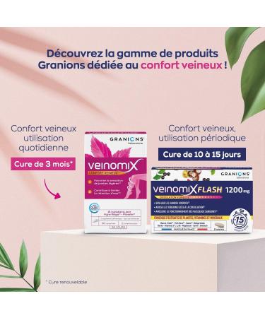 GRANIONS Veinomix Flash 1200 mg: venous circulation heavy legs hemorrhoids - Plants (horse chestnut small holly) vitamins minerals - 30 flash release tablets made in France - Buy Online on GoSupps.com