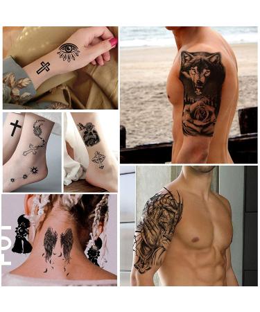 Yazhiji 36 Sheets Temporary Tattoos Stickers - 12 Arm & Chest Tattoos + 24 Tiny Black Designs for Men and Women - Buy Online on GoSupps.com