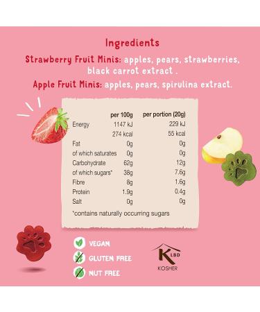 BEAR Strawberry & Apple Paws - Real Fruit Snack for 12+ Months - Healthy & Delicious - 18x20g - Buy Online on GoSupps.com