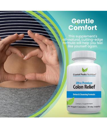 Crystal Peaks Nutrition Natural Colon Cleanser Capsules - Extra Strength for Constipation Relief & Gut Health - Promotes Regularity (60 Capsules) - Buy Online on GoSupps.com