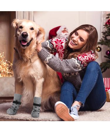 Vyuwast 8 Pcs Dog Socks Paws Stop Licking Anti-Slip Dog Paw Protectors with Adjustable Straps Dog Socks with Grips for Small Medium Large Dogs Puppy Indoor Outdoor Hardwood Floor Walking Grey(L) - Buy Online on GoSupps.com