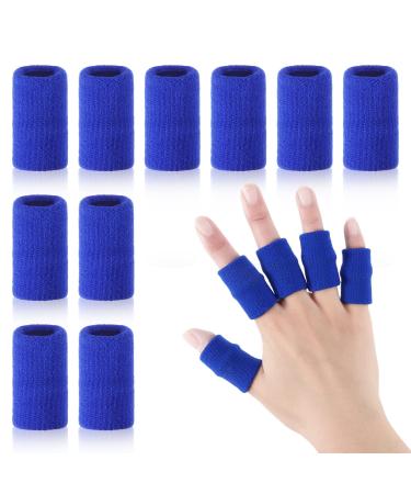 Heyu-Lotus 10 Pcs Finger Compression Sleeves Support Breathable Finger Sleeve Protectors Thumb Brace Support for Finger Arthritis Swelling Finger Splint Compression Protector for Pain Relief Blue
