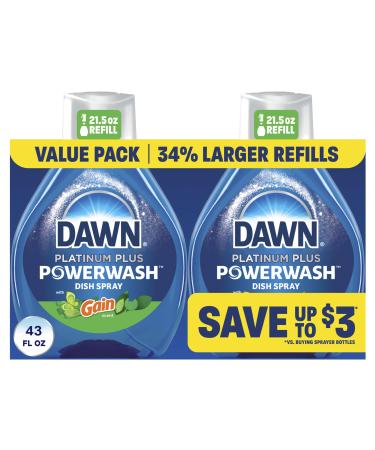 Dawn Powerwash Gain Original Dish Spray Liquid Dish Soap 2 Refills 43 Fl Oz