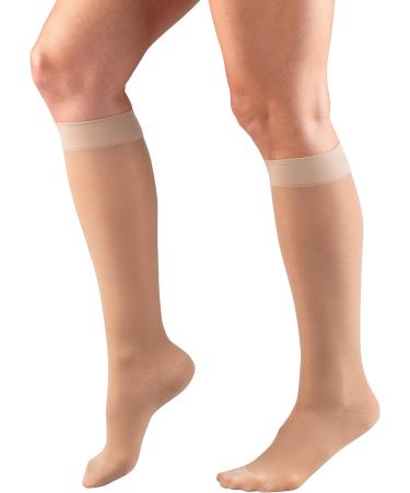 Truform Sheer Compression Stockings for Women - 15-20 mmHg Knee High Nude Diamond Pattern Small - Pack of 3 - Buy Online on GoSupps.com