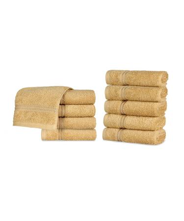 Superior Egyptian Cotton 10-Piece Face Towel Set Small Towels For Facial Spa Quick Dry Absorbent Towels Bathroom Accessories Guest Bath Home Essentials Washcloth Airbnb Gold Gold Washcloth (10-Pack)