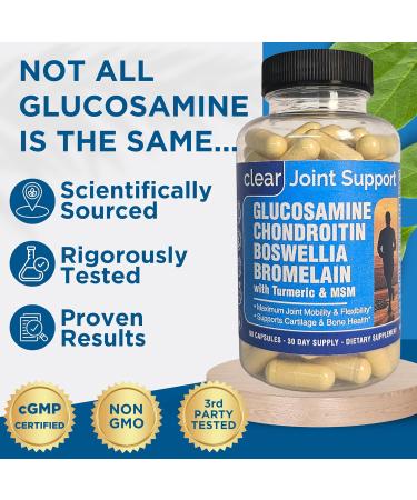 Glucosamine Chondroitin MSM with Turmeric 180 Capsules - Joint Supplements for Women & Men with Boswellia Quercetin Clear Joint Support Supplement for Flexibility Mobility Cartilage Repair - Buy Online on GoSupps.com