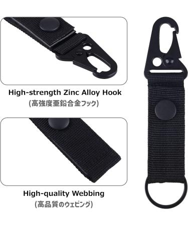 Azarxis Tactical Key Ring Chain D-Ring Carabiners Snap Clip Holder Gear for Camping Hiking - Black (2 Pack) - Buy Online on GoSupps.com