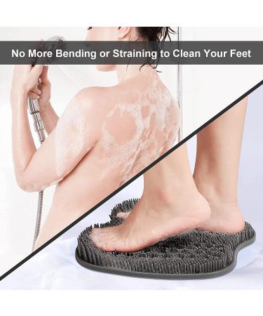 HONYIN XL Shower Foot Scrubber Mat - Exfoliate, Massage, Improve Circulation, Relieve Tired Feet - Non-Slip Suction Cups - Gray - Buy Online on GoSupps.com
