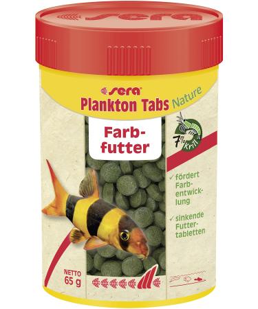 Sera Plankton tabs Nature 100 ml (65 g) - falling feed tablets with 7% krill for natural color development feed tablets aquarium snail lining 100 ml (1 Pack) tablets