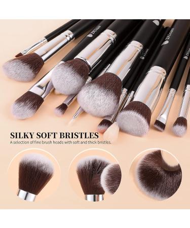DUcare 15Pcs Travel Makeup Brush Set with Bag - Kabuki, Blending, Blush, Eyeliner, Shadow Brow & Concealer Brushes Kit - Black - Buy Online on GoSupps.com