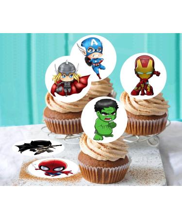 Pre-Cut Superheroes 1A Edible Stand up Wafer Paper Cupcake Toppers Cake Decorations Birthday Party Superhero Mix (12) - Buy Online on GoSupps.com