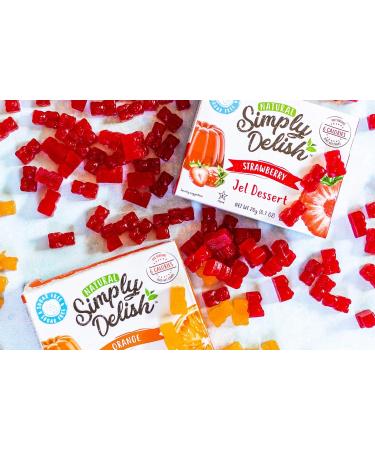 Simply Delish Natural Sugar Free Jelly Dessert - Vegan Gluten Free & Fat Free Strawberry Flavour - 24 Pack 20g Keto Candy - Buy Online on GoSupps.com