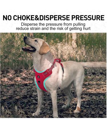 Docio Reflective Dog Harness for Large & Medium Dogs - Breathable Safety Harness XL Red | Anti-Train Design Comfortable Fit - Buy Online on GoSupps.com