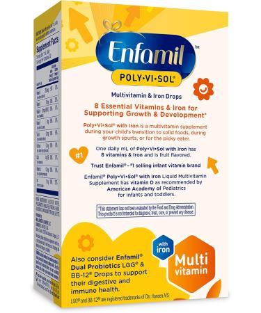Enfamil Prenatals & Baby Vitamins Poly-Vi-Sol 8 Multi-Vitamins & Iron Supplement Drops for Infants & Toddlers Supports Growth & Development 50 mL Dropper Bottle (Pack of 2) 1.66 Fl Oz (Pack of 2) - Buy Online on GoSupps.com