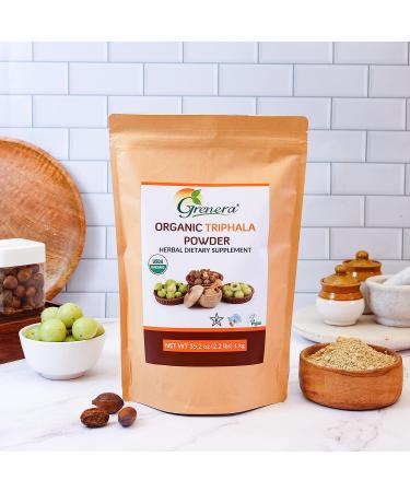 Grenera Organic Triphala Powder 2.2 lb - USDA Organic, Vegan, Kosher Certified | Amalaki, Bibhitaki & Haritaki Fruit Blend - Buy Online on GoSupps.com
