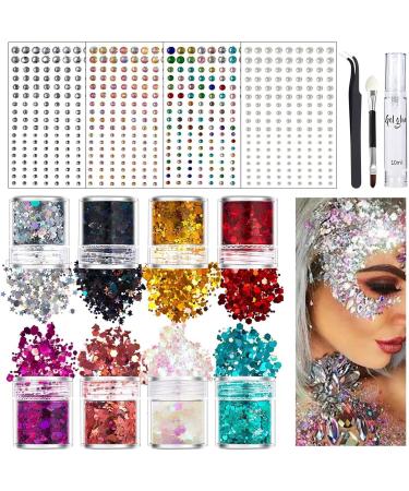 Cosmetic Body Glitter Powder Cosmetic Grade Body Glitter | with Gel Glue & Paint Brush Glitter Glitter for Regular Super Flash Glitter - Buy Online on GoSupps.com