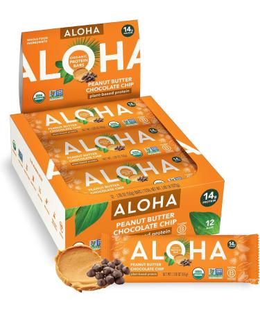 ALOHA Organic Plant-Based Protein Powder Vanilla 19.6oz Protein Bars Peanut Butter Chocolate Chip 1.98oz Pack of 12 Bundle - Buy Online on GoSupps.com