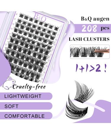 208 PCS Cluster and Individual Lash Extensions B02 Kit | D Curl Volume Wispy Soft False Lashes - 8-16mm | Comfortable Band | DIY Lash Clusters | 1 Pack - Buy Online on GoSupps.com