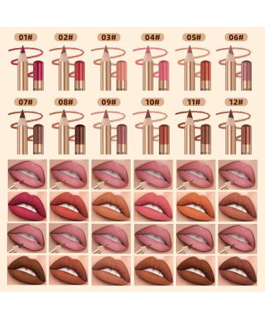 Dulele 12 Colors Matte Lip Liner Set Professional Contouring and Plumping Lip Definer Pencil 2-in-1 Smooth and Long-Lasting Makeup Lip Filler Liner & Lipstick - Buy Online on GoSupps.com