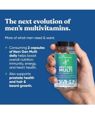 Next Gen Multi for Him Advanced Men's Multivitamin Supplement - 26-in-1 Multiblend for Beard & Hair Growth, Reproductive Health, Metabolism - 60 Veg Capsules - Buy Online on GoSupps.com