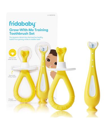 Grow-with-Me Training Toothbrush Set | Infant to Toddler Toothbrush Oral Care for Sensitive Gums by Frida Baby Grow-with-Me Training Toothbrush Set  (6M+)