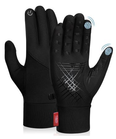 Tanstc gloves men women winter warm touchscreen thermo winter gloves Bicycle gloves non-slip light skiing gloves thermal shoes breathable elastic running gloves gloves XL black-2