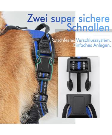 Rabbitgoo No Pull Dog Harness for Medium & Large Dogs - Adjustable Breathable with Reflective Stripes - Safe & Comfortable Control (Blue XL) - Buy Online on GoSupps.com