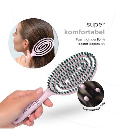 Fabcare Organic Hairbrush - Wild Boar Bristles Round Detangler Brush for All Hair Types | Pink - Includes Ebook Professional Hair Care - Buy Online on GoSupps.com