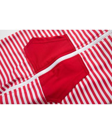 Bonverano Baby Girls UPF 50+ UV Protection One Piece Sunsuit with Sun Cap - Red Stripe (12-18 months) - Buy Online on GoSupps.com
