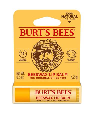 Burt's Bees Beeswax Lip Balm Lip Moisturizer With Responsibly Sourced Beeswax Tint-Free Natural Conditioning Lip Treatment 1 Tube 0.15 oz. original peppermint 0.15 Ounce (Pack of 1) - Buy Online on GoSupps.com
