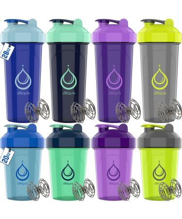 [8 Pack] Protein Shaker Bottles for Protein Mixes | Dishwasher Safe | 4 Small 20 oz & 4 Large 28 oz Shaker Cups for Protein Shakes | Blender Shaker Bottle Pack, gym shaker bottle by Diliqua
