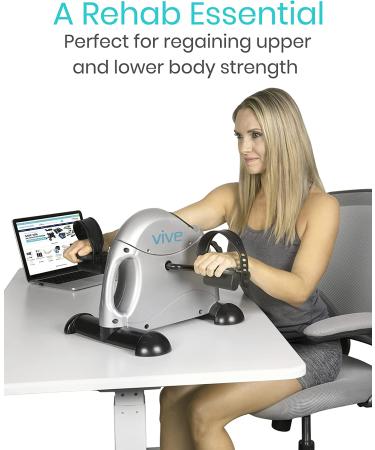 Vive Pedal Exerciser - Compact Stationary Leg Peddler for Office Desk - Low Impact Mini Cycle Bike for Arm or Foot - Portable Sitdown Recumbent Equipment - Buy Online on GoSupps.com
