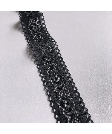 Lace Realm 1 Inch Wide Black Stretch Lace Ribbon for Bridal Wedding Decorations - DIY Crafts (9073 Black) - Buy Online on GoSupps.com