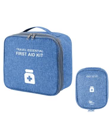 AhoGou 2stk medication bag large capacity emergency pocket first aid bag empty waterproof medicine storage bag for home office blue