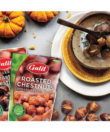 Galil Organic Roasted Chestnuts Pack of 2 - Shelled & Ready to Eat - Gluten Free Vegan Non-GMO Snacks - Ideal for Baking & Cooking - 3.5oz Bags - Buy Online on GoSupps.com