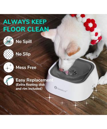 Lumoleaf Dog & Cat Water Bowl - Anti-Spill Slow Feed Gray Double Floating Plate - Buy Online on GoSupps.com