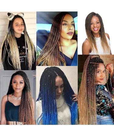 Senegalese Twist Crochet Hair 22 Inch Ombre Prelooped Braids for Black Women - 7 Packs (1B/30/27) - Buy Online on GoSupps.com