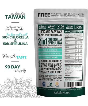 Chlorella Spirulina Tablets 2-in-1 Superfood Algae Supplement | Immune Support, Detox & Energy Boost | Broken Cell Wall, Rich in Chlorophyll | 90 Servings | 6.34 Fl Oz - Buy Online on GoSupps.com