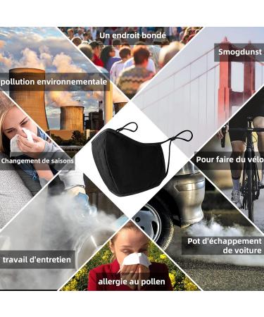 Ansta 7-Piece Washable Cotton Face Masks - Reusable Adjustable Unisex Dust Protection for Men & Women - Black - Buy Online on GoSupps.com