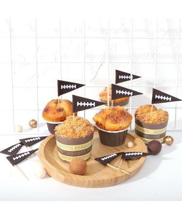 10Pcs Leather Football Cupcake Toppers - Football Themed Birthday Party Decorations Football Bunting Flag Cupcake Toppers Super Bowl Sports Themed Party Decor Boys Football Leather Cupcake Topper - Buy Online on GoSupps.com