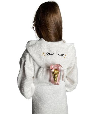 Ely Parker Kids' Hooded Bathrobe - Soft Turkish Cotton for Boys & Girls (7-8 Years) - Unicorn Design - Buy Online on GoSupps.com
