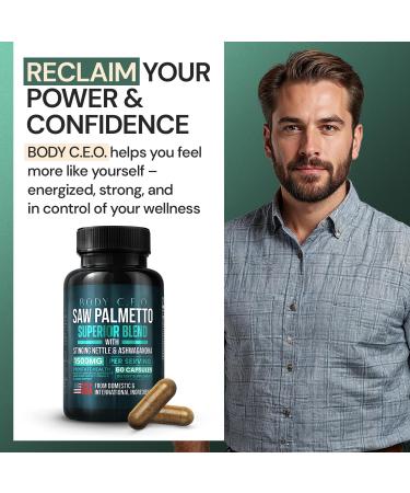 BODY C.E.O. EXECUTIVE OF SUPPLEMENTS Saw Palmetto for Men - Prostate Health & Urinary Support - Stinging Nettle, Ashwagandha, Lycopene - Support Healthy Bladder Flow & Prostate Function - 60 Capsules - Buy Online on GoSupps.com