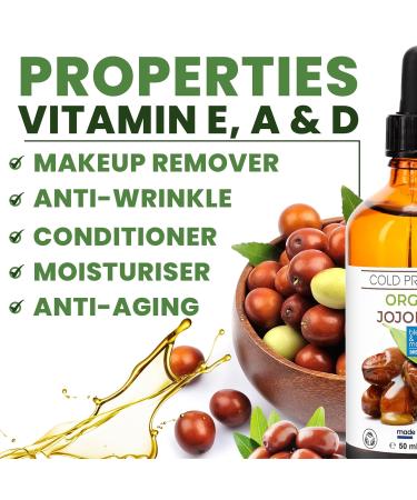 Organic Cold-Pressed Jojoba Oil - 30ml | Best Face Skin Hair & Beard Oil | Anti-Aging & Moisturizing Massage Oil - Buy Online on GoSupps.com
