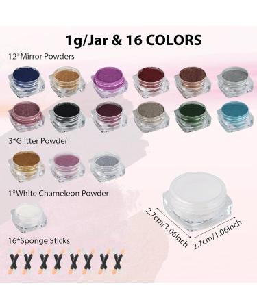 Buy Yiaxoyia Chrome Nail Powder - 16 Jars of Mirror Effect Metallic Pigment for Nail Art & Crafts - High-Quality Gel Powder for Stunning Nail Designs - Buy Online on GoSupps.com