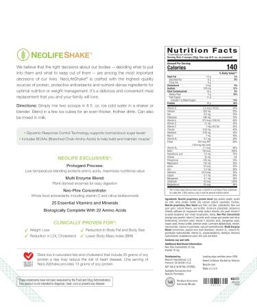 NeoLife - NeoLifeShake - Meal Replacement Shake Powder 25 Vitamins & Minerals 22 Amino Acids High Protein Nutrition & 5gr Fiber Protein Powder for Shakes - Creamy Vanilla Weight 22.8 oz (645g) - Buy Online on GoSupps.com