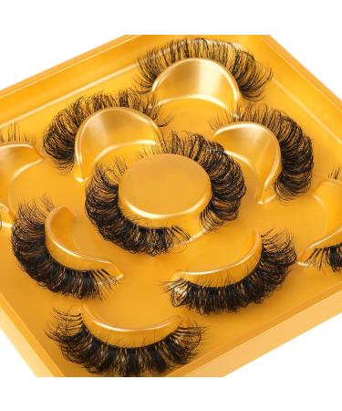 D Curl Fluffy Russian Mink Lashes - Natural Soft Handmade False Eyelashes with Clear Band - Reusable Pack of 5 - Buy Online on GoSupps.com