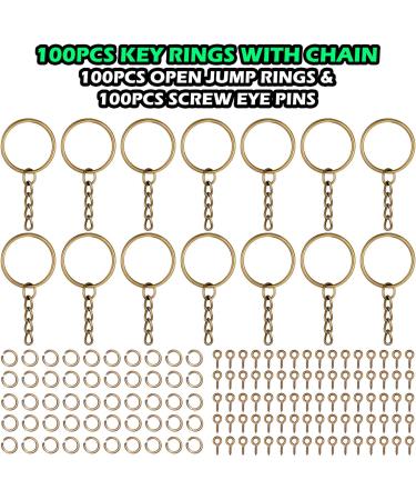 100Pcs 1 Inch Antique Bronze Keychain Rings with Jump Rings and Screw Eye Pins - Bulk Craft Supplies - Buy Online on GoSupps.com